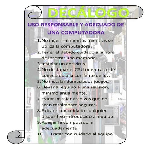 Uso responsable y adecuado de las partes de una computadora. | PDF