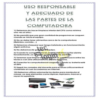 Uso responsable y adecuado de las partes de una computadora personal | PDF