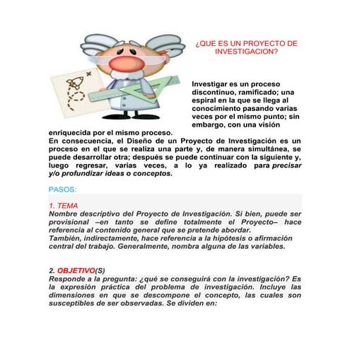 10 pasos para diseñar un proyecto de investigación | DOCX