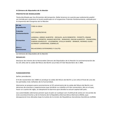 Proyecto 25 años caída muro de berlin (dip. landau)