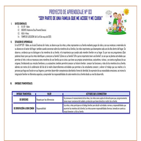 MI FAMILIA PARA NIÑOS DEL NIVEL INICIAL DE 4 | DOCX