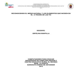 RECONOCIENDO EL MEDIO NATURAL Y LOS...
