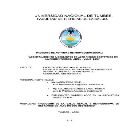Proyecto actividad proyeccion social 2018 i