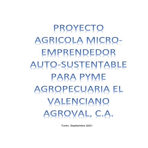 Proyecto agrícola micro emprendedor autosustentable para pyme ¨agropecuaria e...