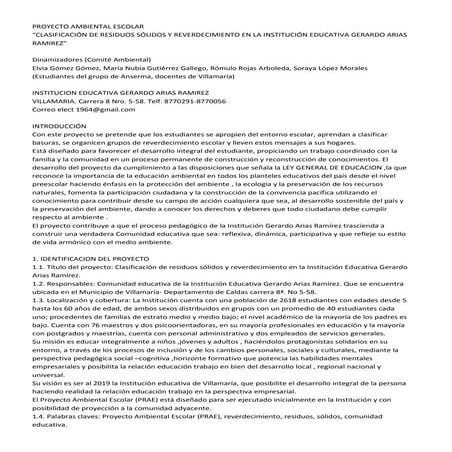 Proyecto ambiental escolar