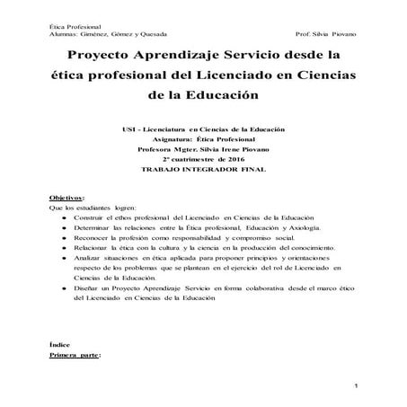 Proyecto Aprendizaje Servicio