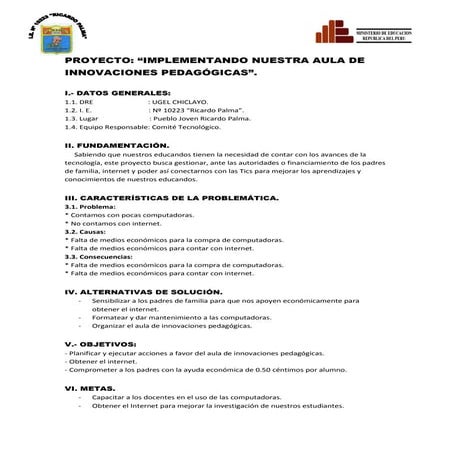 Proyecto aula de innovaciones | DOCX