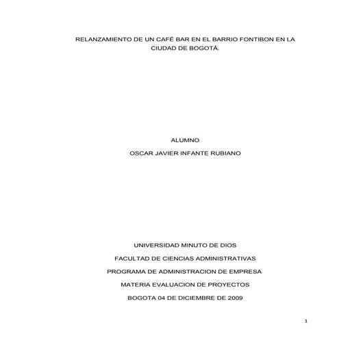 Proyecto Cafe Bar Oscar Infante