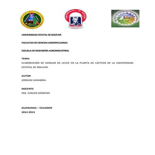 Balance de materia en procesos(Manjar de leche)