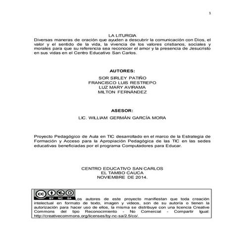 Proyecto  comité  de  liturgia