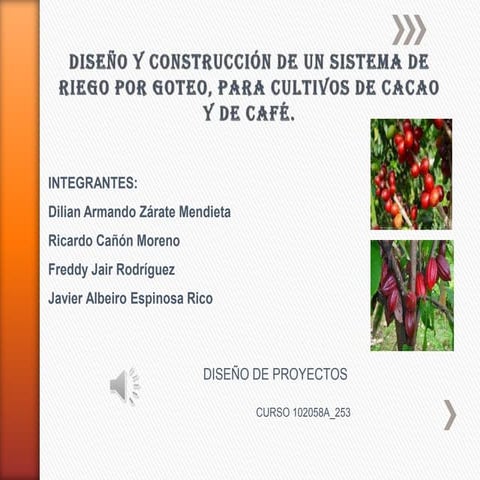 DISEÑO Y CONSTRUCCIÓN DE UN SISTEMA DE RIEGO POR GOTEO, PARA CULTIVOS DE CACA...