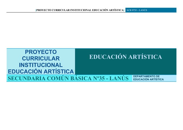 Proyecto curricular departamento de educación artística