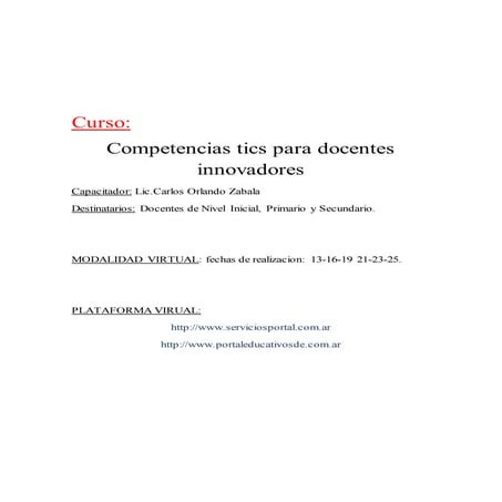 Proyecto curso  tics lic carlos zabala