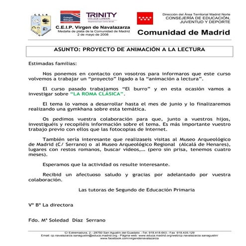 Proyecto de animación a la lectura de segundo