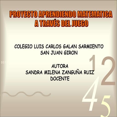 Proyecto de aprendiendo matemática a través del juego