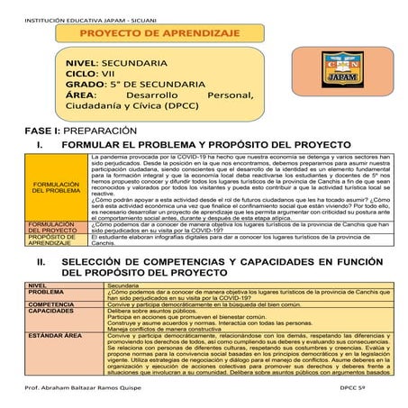 Proyecto de aprendizaje | PDF