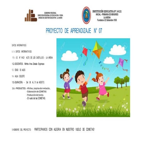 PROYECTO de aprendizaje N 07 DEL 08 AL 30 DE AGOSTO DEL 2022.docx - Document Preview