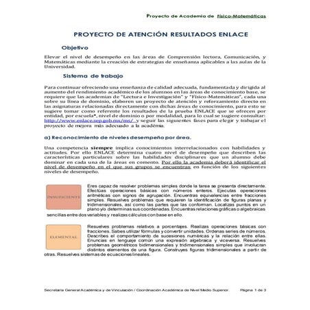Proyecto de atención a ENLACE matemáticas