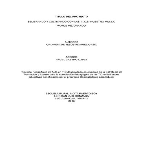 proyecto de aula proyecto pedagogico productivo | DOCX