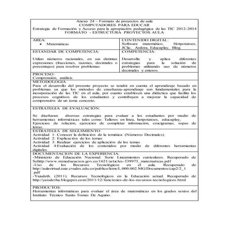 PROYECTO DE AULA SEDE SANTA RITA | DOCX