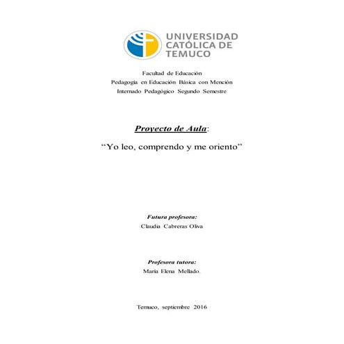 Proyecto de aula   yo leo, comprendo y me oriento