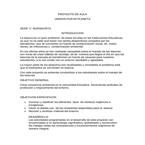 Proyecto de aula diplomado