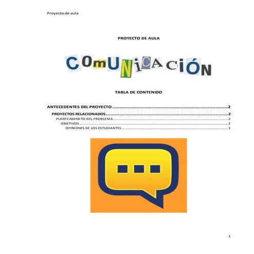 Proyecto de aula documento word | DOCX