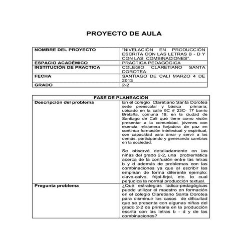 Proyecto de aula | DOCX