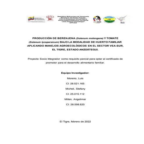 Proyecto de berenjena y tomate finalizado