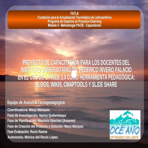 Proyecto de capacitación  grupo Océno Fatla 2010