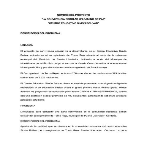 Proyecto de convivencia escolar