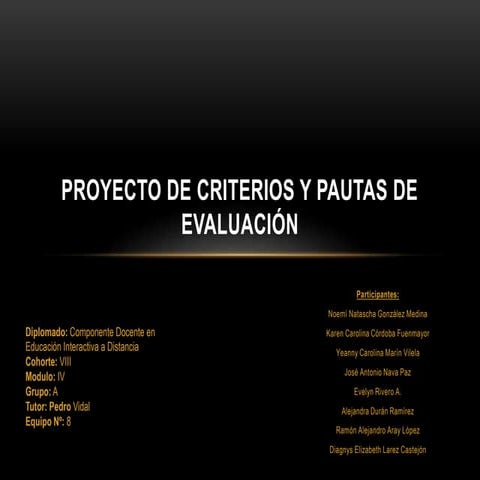 Proyecto de criterios y pautas de evaluación