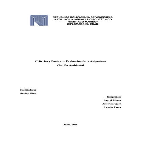 Proyecto de criterios y pautas de evaluación