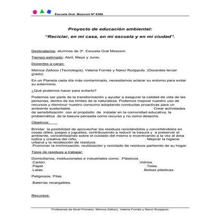 Proyecto de educacion ambiental...