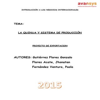 Proyecto de exportación la quinoa y...