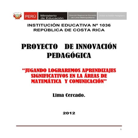 Proyecto de Innovación Pedagógica