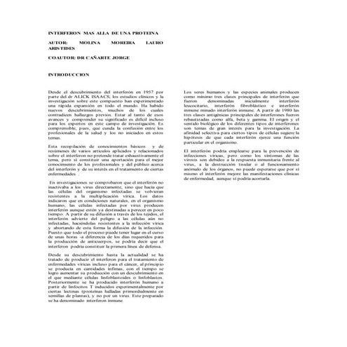 INTERFERON: mas alla de una proteina 