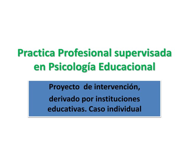 Proyecto de intervencion Psicología...