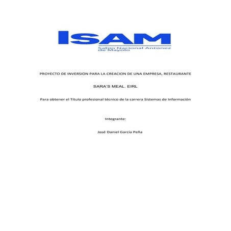 PROYECTO DE INVERSION SARA’S MEAL. EIRL.docx