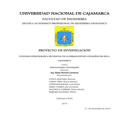 Proyecto de investigación estratigrafia y sedimentología