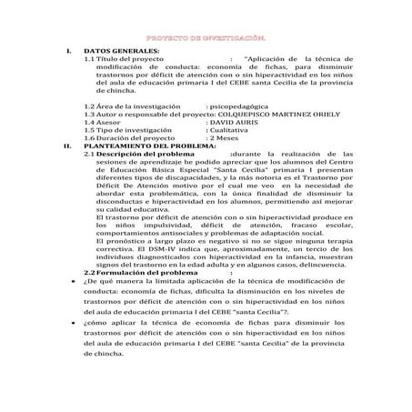 Proyecto de investigación trabajo del bachiller