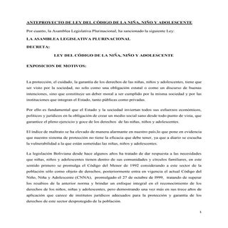 Proyecto de ley del código de la ni...