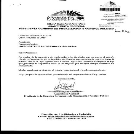 PROYECTO DE LEY QUE GARANTIZA LA SEGURIDAD SOCIAL A LAS MUJERES QUE REALIZAN ...