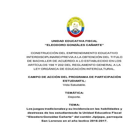 Los juegos tradicionales  PROYECTO