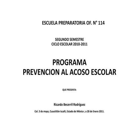 Proyecto de prevencion del acoso escolar feb julio 2011 resp