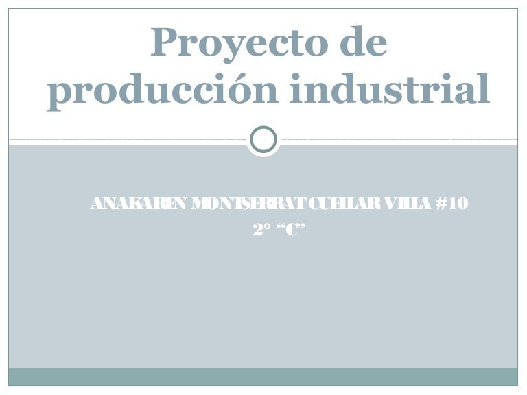 Proyecto de producción industrial Proyecto de producción industrial