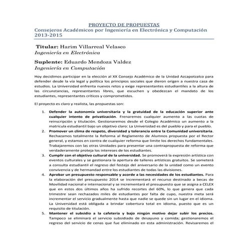 Carta de presentación del candidato a rector de la URJC David Ríos ...