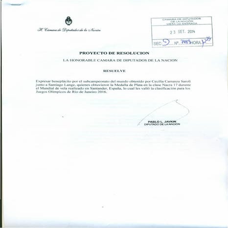 Reconocimiento a los deportistas Cecilia Carranza Saraoli y Santiago Lange