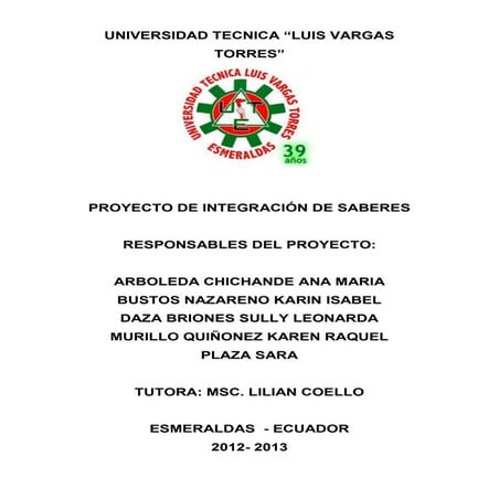 EJEMPLO DE 1° PARTE DE Proyecto de saberes 