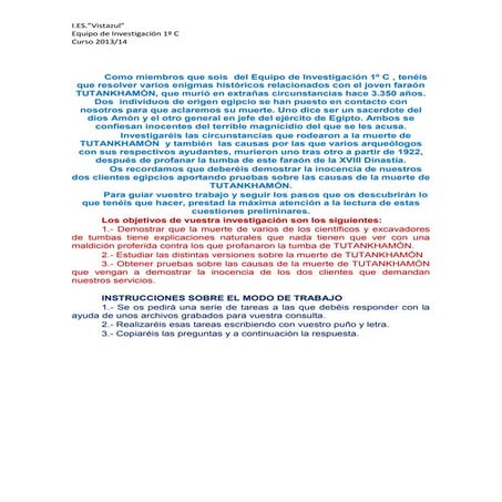 Proyecto de trabajo tutankhamón